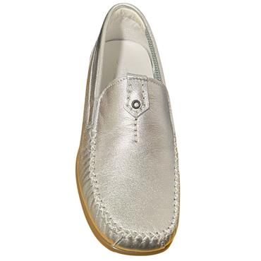 PIERO MASETTI WOMENS MOCCASIN LOAFER - SILVER